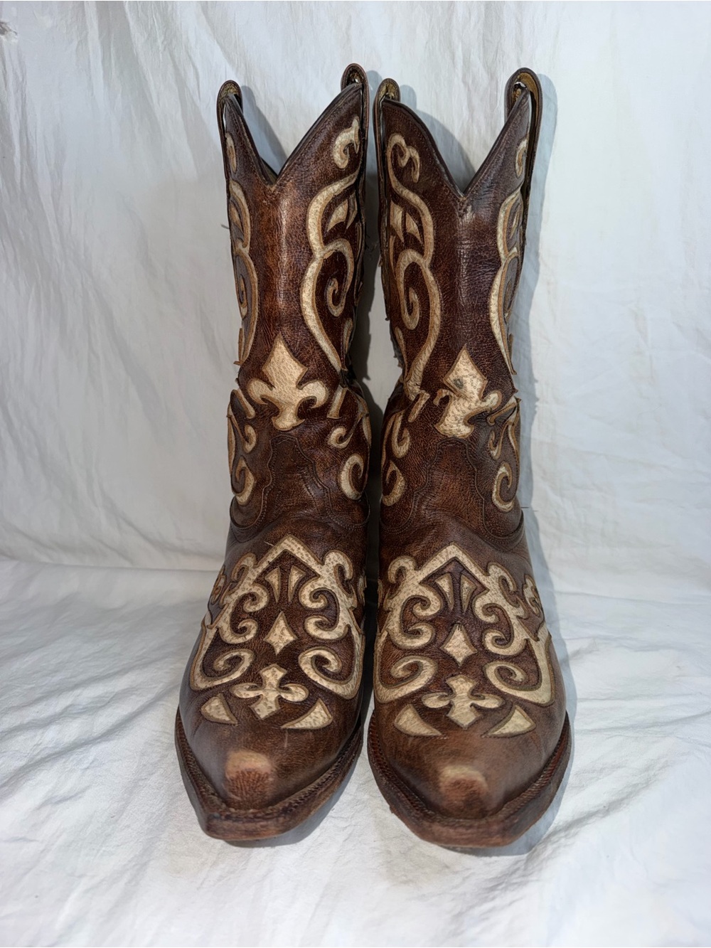 Tony Lama Earth Santa Fe Leather Snip Toe Western Boots VF3024 Size 9B - Picture 3 of 11